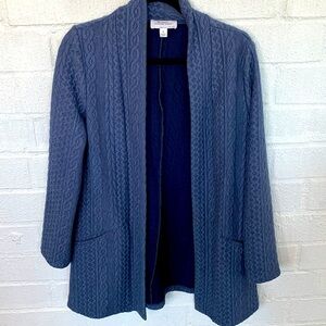 The Vermont Country Store Blue Long Duster Open Front Pocket Sweater size M